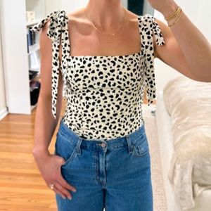 Reformation Ellora Top - Black/White Spotted Size 6